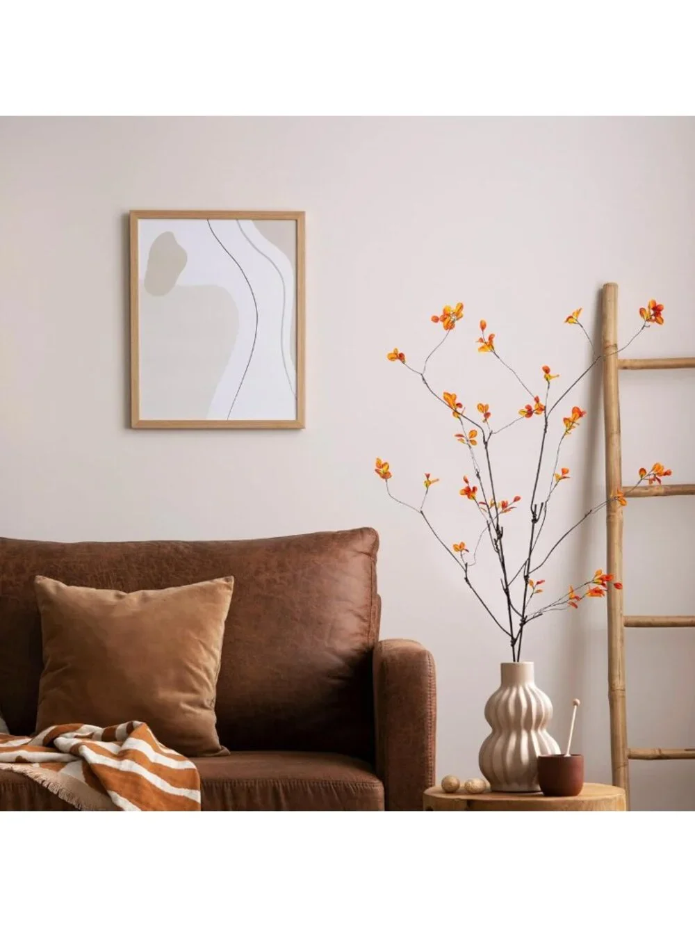 4pcs 47.5” Fall Faux Ficus Branches - Autumn Greenery for Home Decor